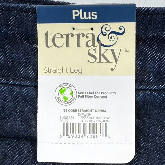 NWT Terra & Sky Women Core Straight High Rise Stretch Blue Denim Jeans Plus 26WP - Picture 5 of 11